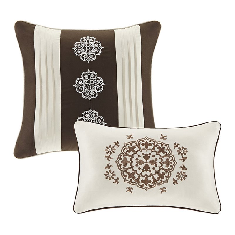 Madison Park Essentials Zara 16-Piece Polyester Jacquard Comforter Set in Brown