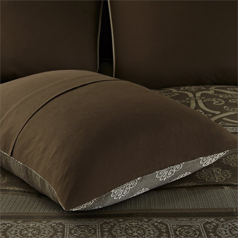 Madison Park Essentials Zara 16-Piece Polyester Jacquard Comforter Set in Brown