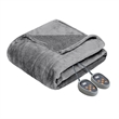 Beautyrest Polyester Solid Knitted Microlight Heated Blanket in Gray
