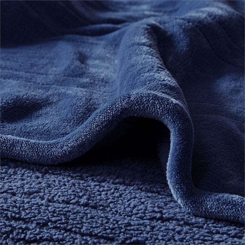 Beautyrest Polyester Solid Knitted Microlight Heated Blanket in Blue