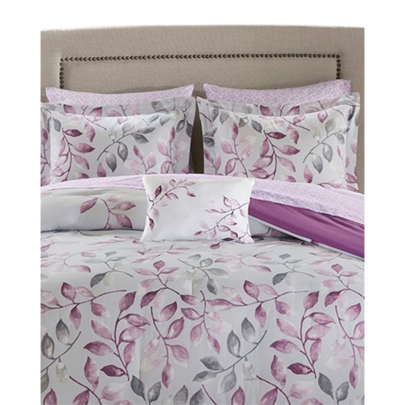 Madison Park Essentials 7-Piece Cotton Lafael Complete Comforter Set in Purple
