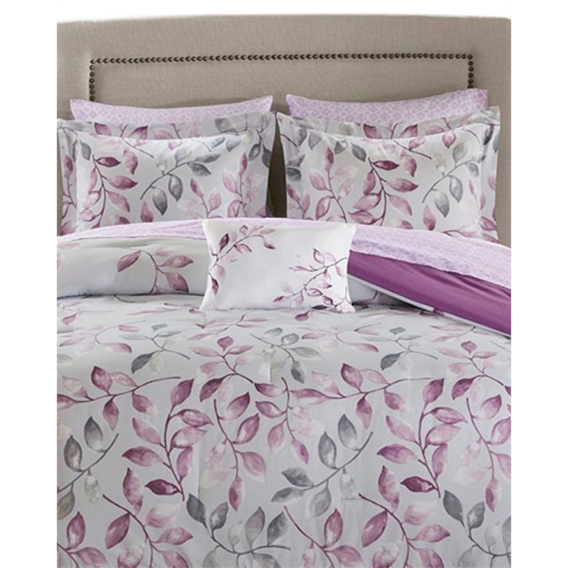 Madison Park Essentials 7-Piece Cotton Lafael Complete Comforter Set in Purple