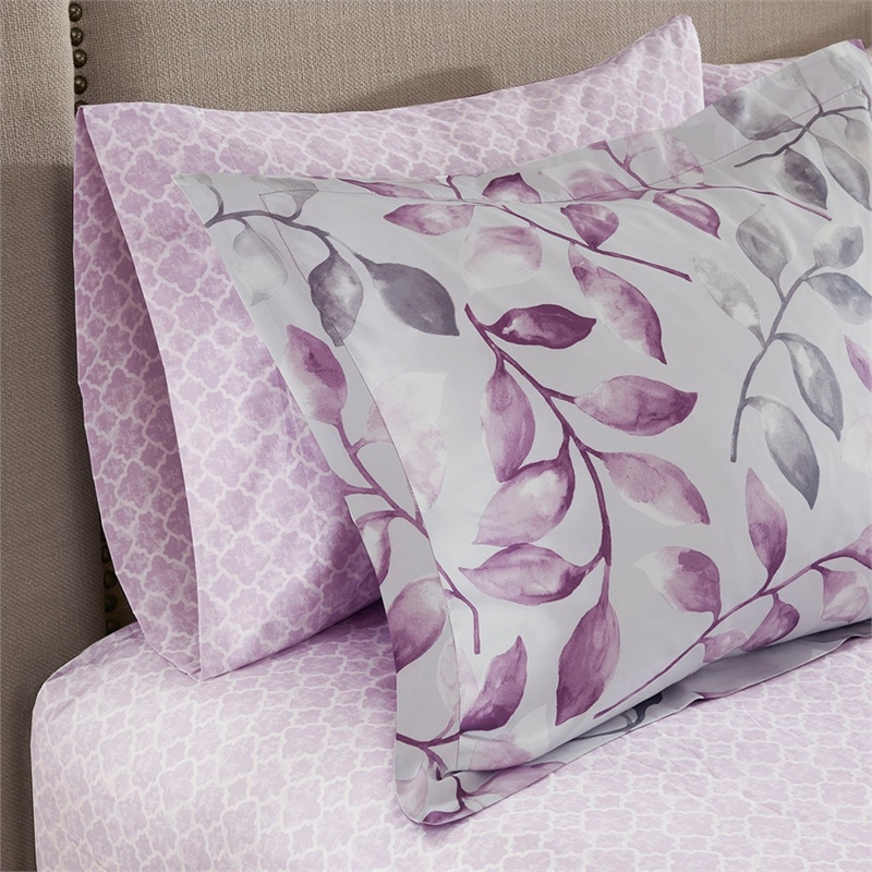 Madison Park Essentials 7-Piece Cotton Lafael Complete Comforter Set in Purple