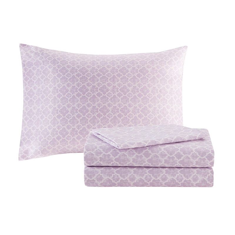 Madison Park Essentials 7-Piece Cotton Lafael Complete Comforter Set in Purple