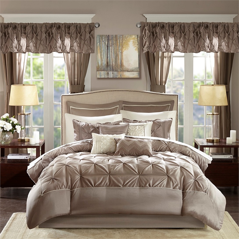 madison park essentials joella 24-piece polyester polyoni comforter set in brown