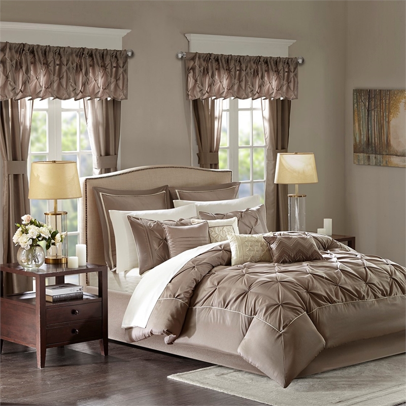 madison park essentials joella 24-piece polyester polyoni comforter set in brown
