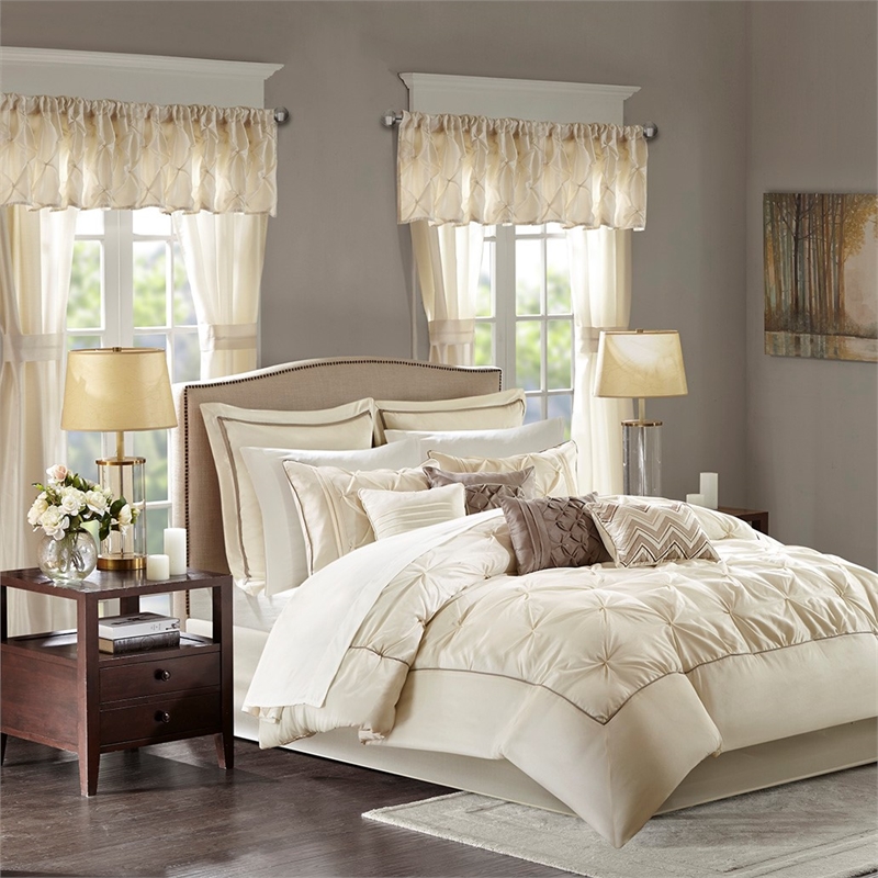 Madison Park Essentials Joella 24-Piece Polyester Polyoni Comforter Set in Ivory