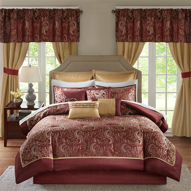 Madison Park Essentials Brystol 24-Piece Polyester Comforter Set in Red/Yellow