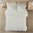 Intelligent Design Malea Polyester Back Shaggy Long Fur Comforter Set in Ivory