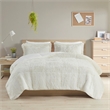 Intelligent Design Malea Polyester Back Shaggy Long Fur Comforter Set in Ivory