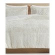 Intelligent Design Malea Polyester Back Shaggy Long Fur Comforter Set in Ivory