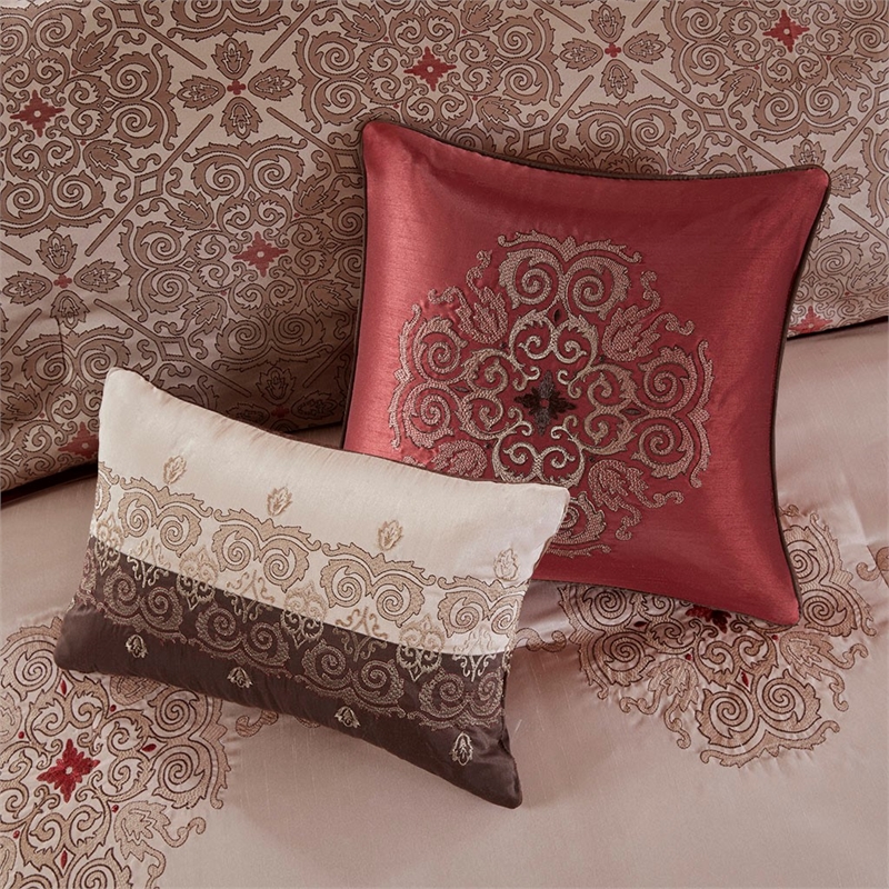 Madison Park Essentials Delaney 24-Piece Polyester Jacquard Comforter Set in Red