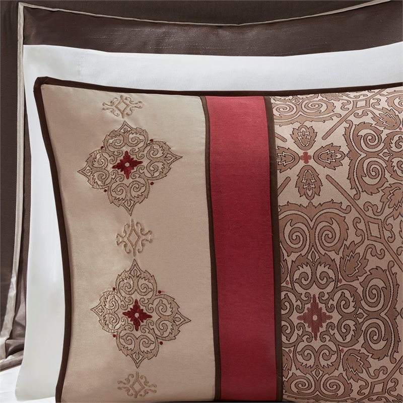 Madison Park Essentials Delaney 24-Piece Polyester Jacquard Comforter Set in Red