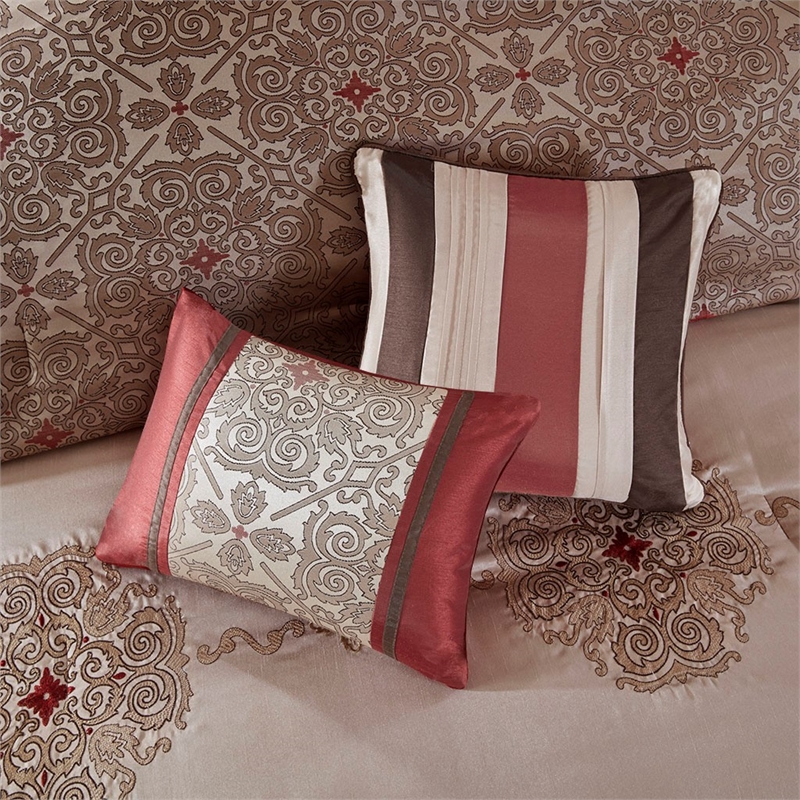 Madison Park Essentials Delaney 24-Piece Polyester Jacquard Comforter Set in Red