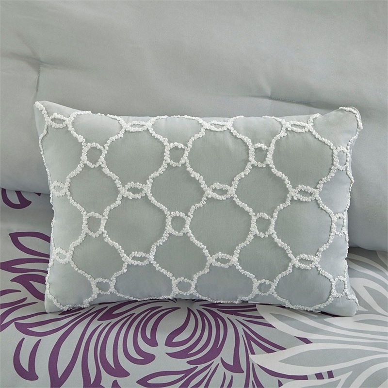 Madison Park Essentials 9-Piece Cotton Marble Complete Comforter Set in Purple