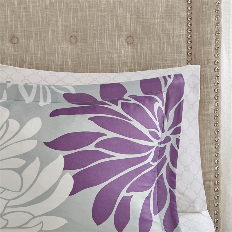 Madison Park Essentials 9-Piece Cotton Marble Complete Comforter Set in Purple