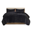 Intelligent Design Malea Polyester Back Shaggy Long Fur Comforter Set in Black