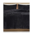 Intelligent Design Malea Polyester Back Shaggy Long Fur Comforter Set in Black