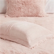 Intelligent Design Malea Polyester Solid Shaggy Fur Duvet Cover Set in Pink