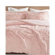 Intelligent Design Malea Polyester Solid Shaggy Fur Duvet Cover Set in Pink