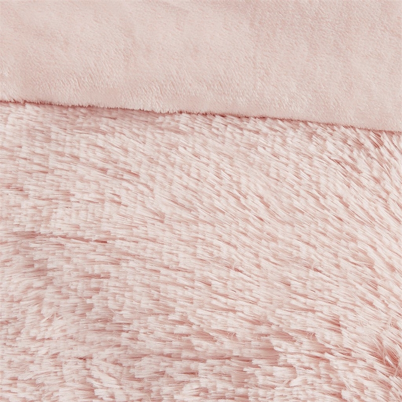 Intelligent Design Malea Polyester Solid Shaggy Fur Duvet Cover Set in Pink