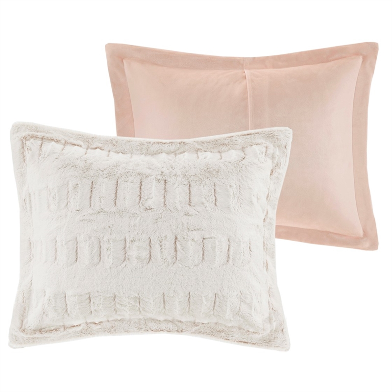 Madison Park Gia Polyester Back Print Long Fur Comforter Mini Set in Pink