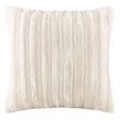Madison Park Square Polyester Solid Stripe Plaited Long Fur Pillow in Ivory