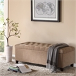 Madison Park Shandra Wood and Fabric Tufted Top Storage Bench in Beige