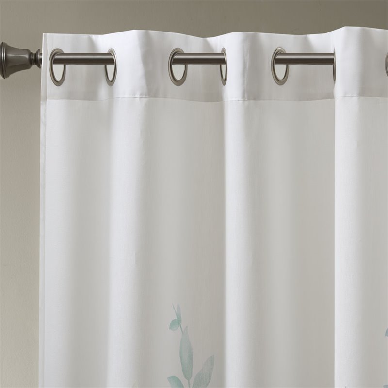 Madison Park Cecily Rayon Polyester Burnout Printed Window Panel in Aqua Blue
