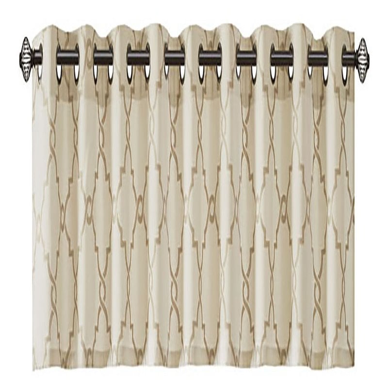 Madison Park Saratoga Polyester Cotton Rayon Fretwork Printed Valance in Beige
