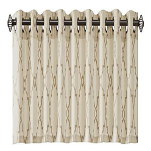 Madison Park Saratoga Polyester Cotton Rayon Fretwork Printed Valance in Beige