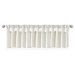 Madison Park Emilia Lightweight Faux Silk Fabric Valance with Beads in White