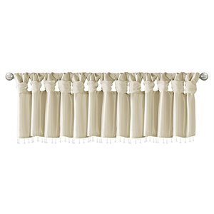 Madison Park Emilia Lightweight Faux Silk Fabric Valance with Beads in Gold