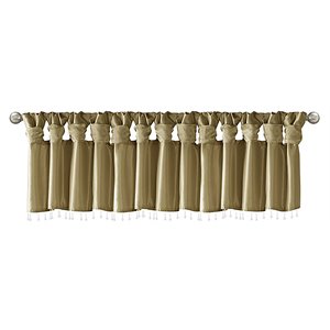 Madison Park Emilia Lightweight Faux Silk Fabric Valance with Beads in Bronze