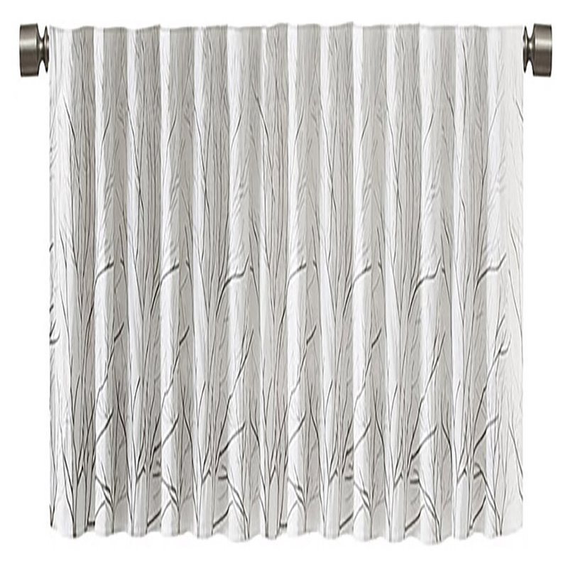 Madison Park Andora Faux Silk Fabric Embroidered Window Valance in White