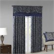 Madison Park Aubrey Polyester Jacquard Window Valance with Beads in Navy/Ivory