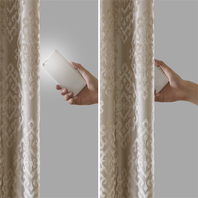 SunSmart Mirage Fabric Knitted Jacquard Total Blackout Window Panel in Beige