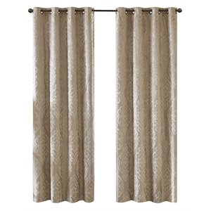 SunSmart Mirage Fabric Knitted Jacquard Total Blackout Window Panel in Beige