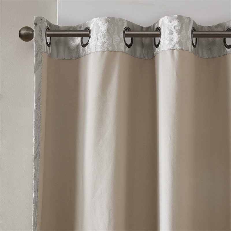 SunSmart Mirage Fabric Knitted Jacquard Total Blackout Window Panel in Gray