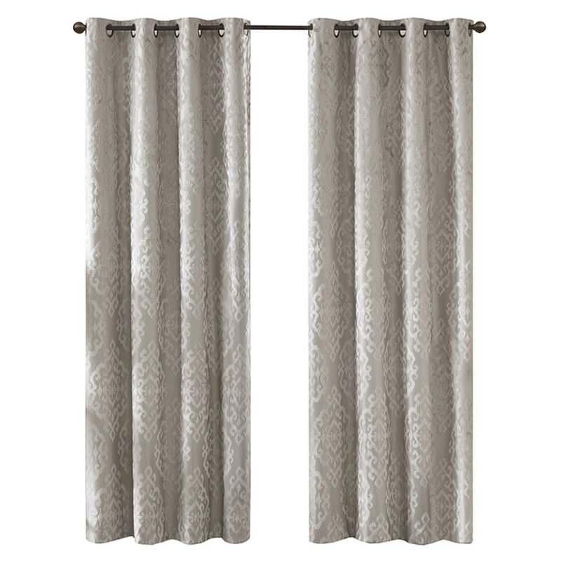 SunSmart Mirage Fabric Knitted Jacquard Total Blackout Window Panel in Gray