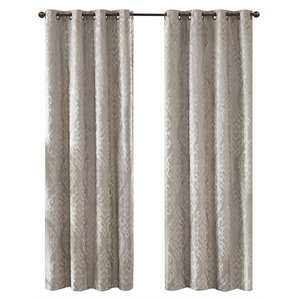 SunSmart Mirage Fabric Knitted Jacquard Total Blackout Window Panel in Gray