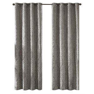 SunSmart Mirage Fabric Knitted Jacquard Total Blackout Window Panel in Charcoal