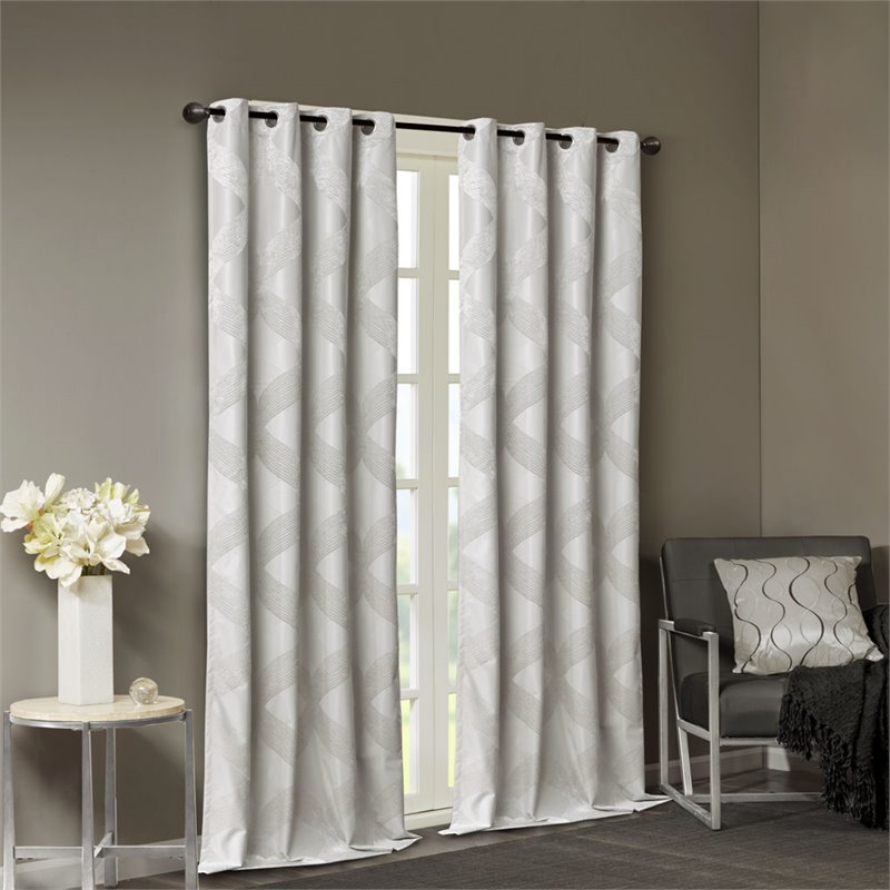 SunSmart Bentley Polyester Knitted Coated Total Blackout Window Panel in Ivory