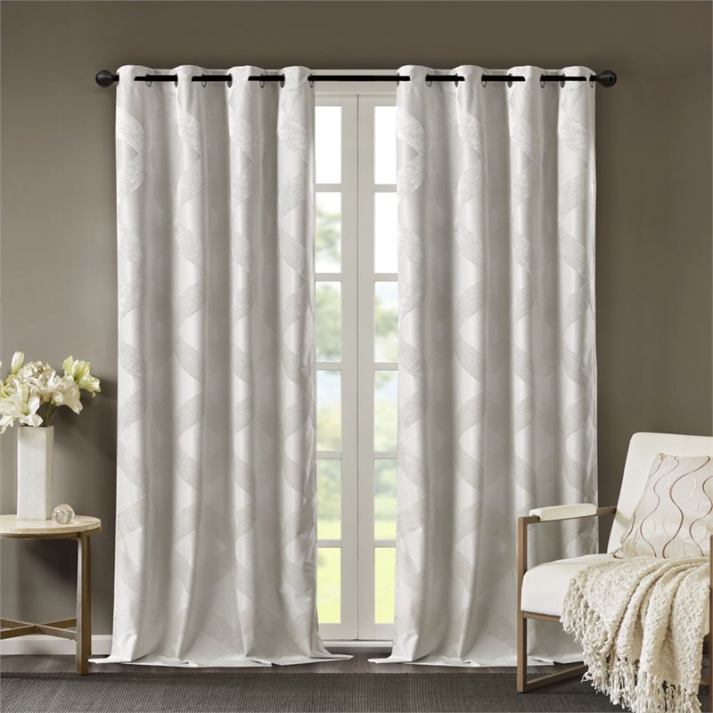SunSmart Bentley Polyester Knitted Coated Total Blackout Window Panel in Ivory