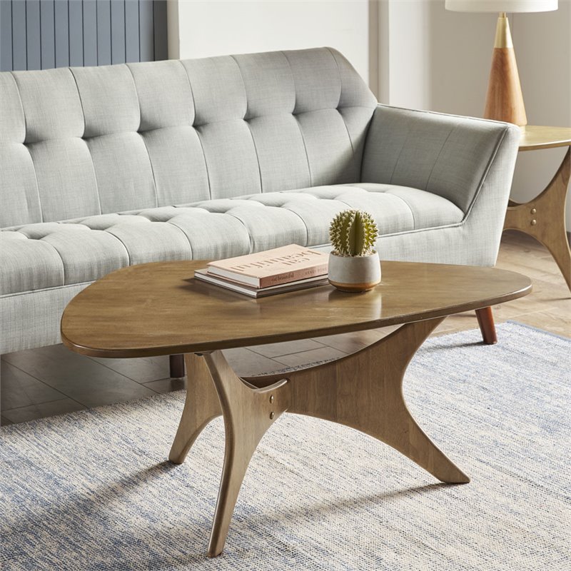 INK+IVY Blaze Triangle Mid-Century Solid Wood Coffee Table in Brown