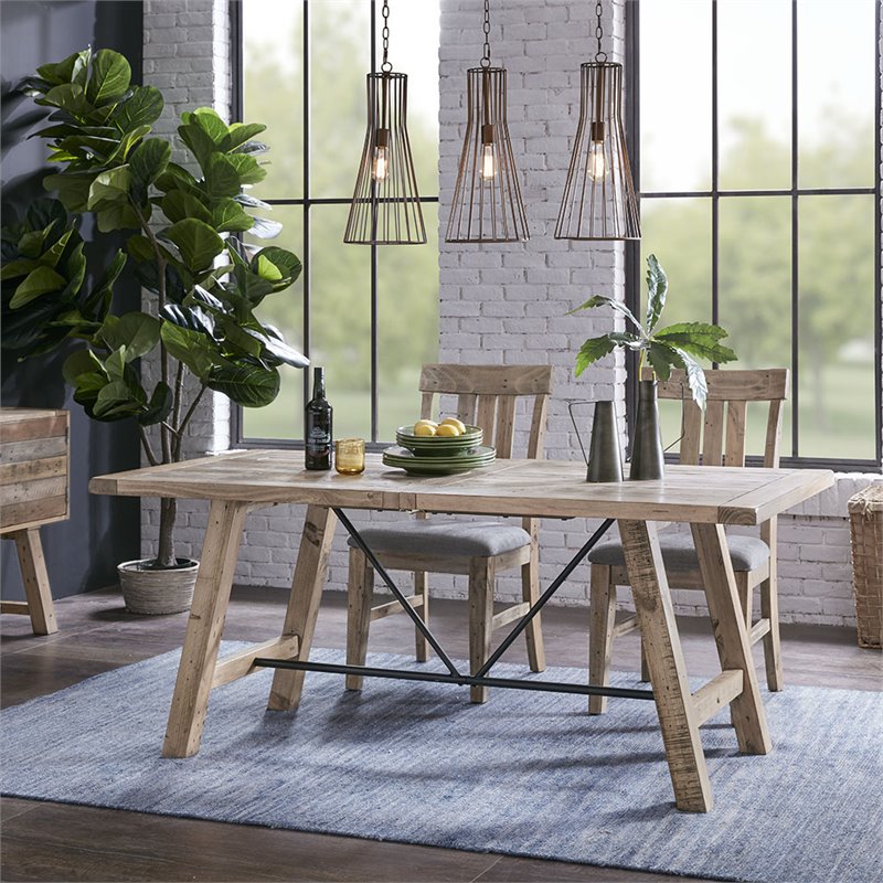INK+IVY Sonoma Rectangular Metal and Wood Dining Table in Natural