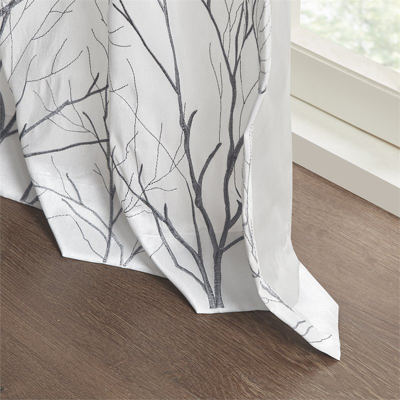 Madison Park Andora Transitional Polyester Fabric Lined Window Panel in White