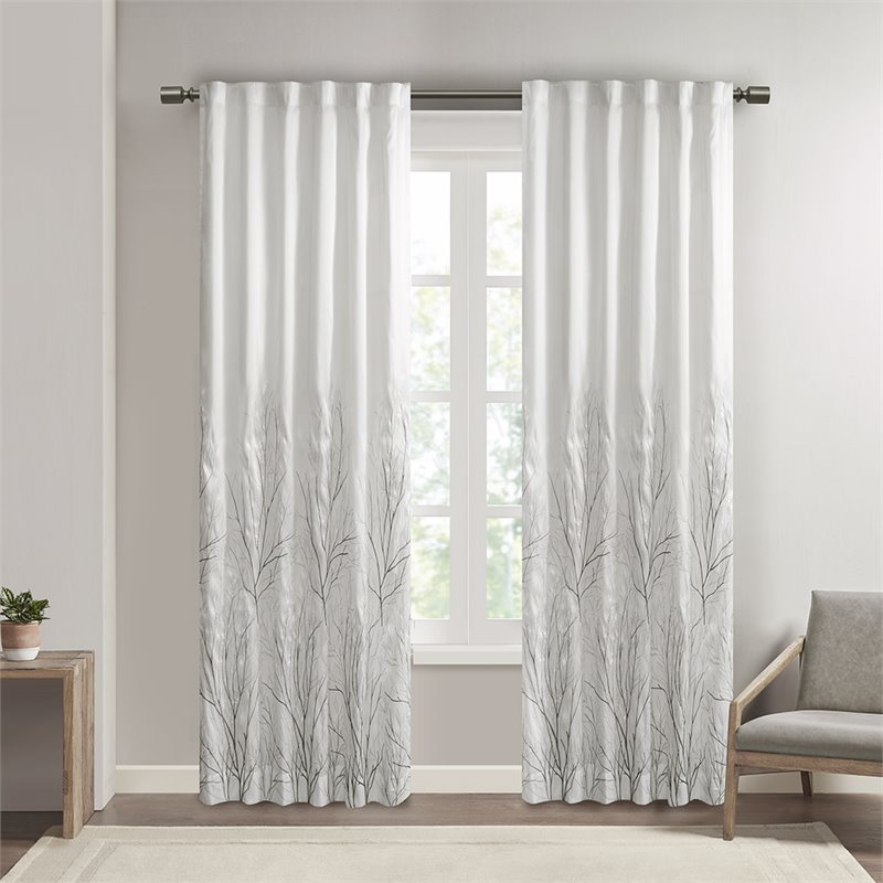 Madison Park Andora Transitional Polyester Fabric Lined Window Panel in White