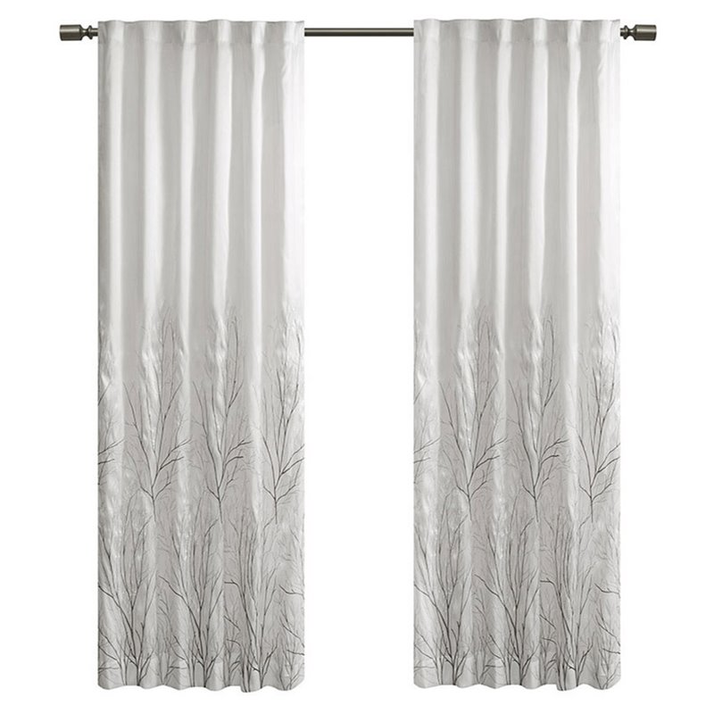 Madison Park Andora Transitional Polyester Fabric Lined Window Panel in White