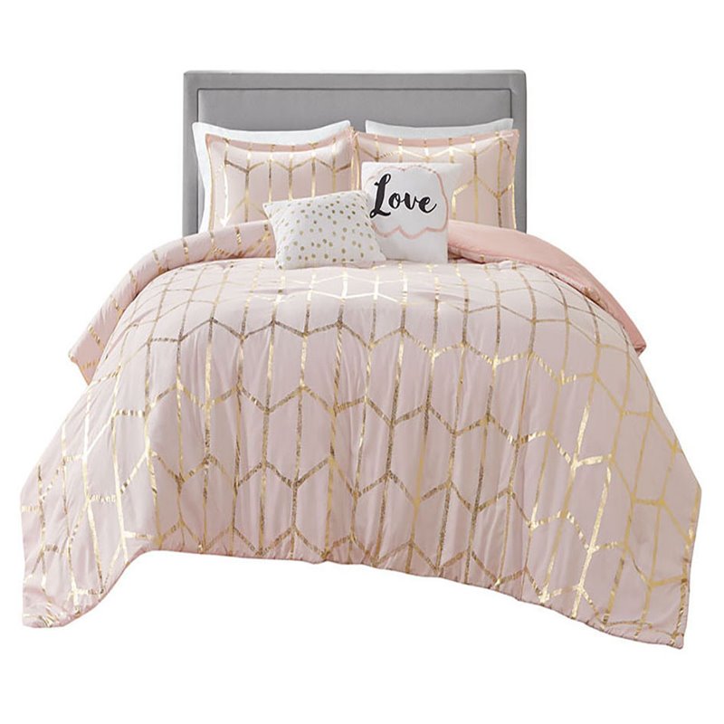 Intelligent Design Raina 5-piece Polyester Microfiber Comforter Set in Pink